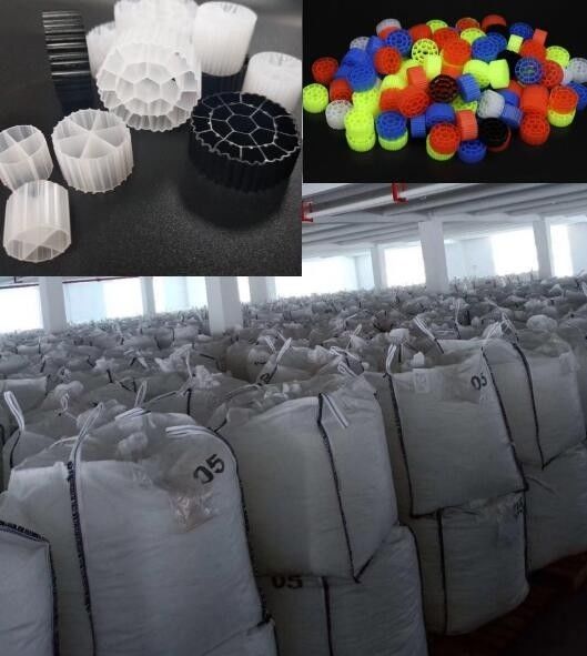 Matériau vierge HDPE de couleur blanche MBBR Filtre Biomédias pour le traitement de l'eau